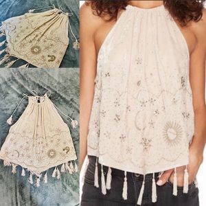 Free People Moon And Stars Embroidered Top
